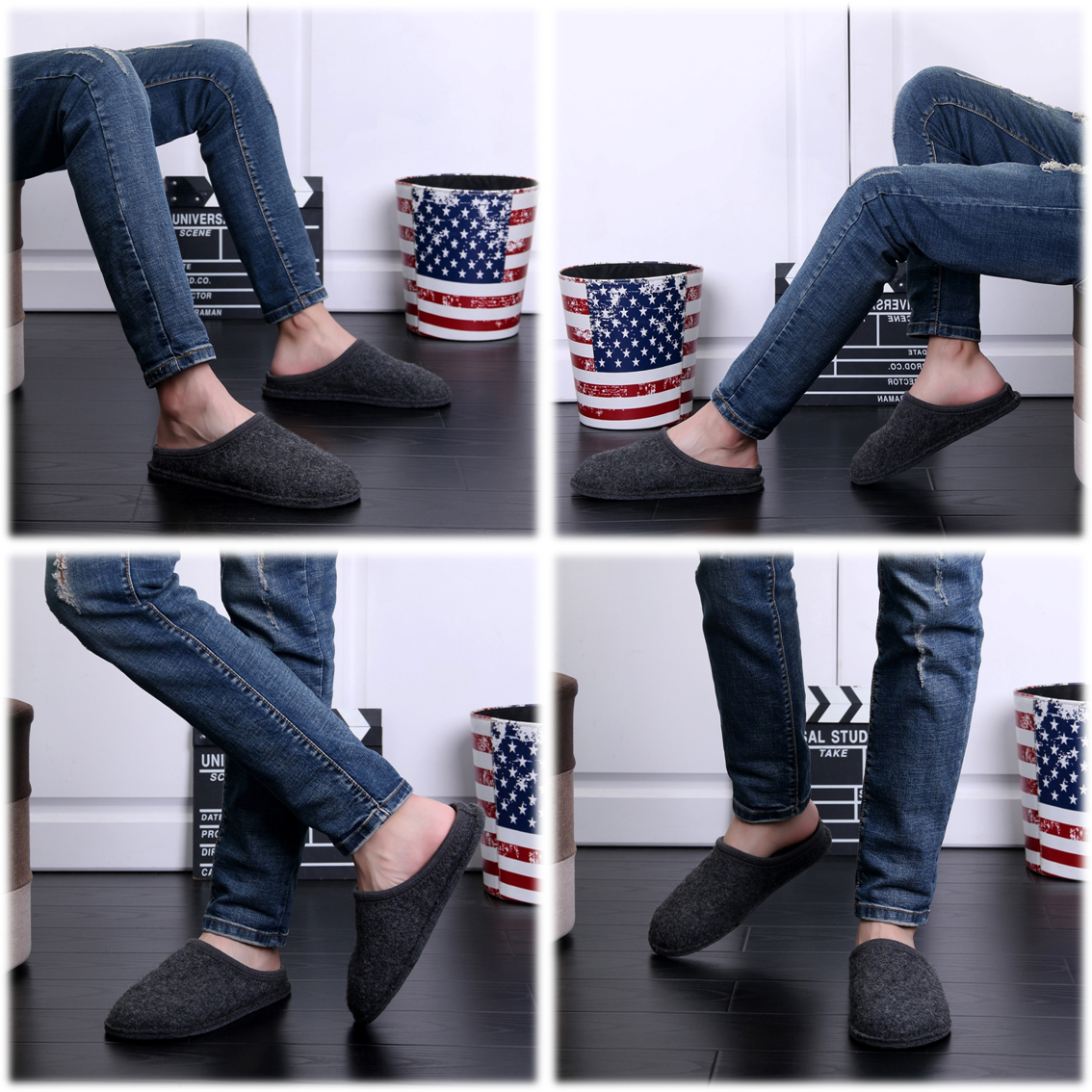 le kapmoz men's boiled wool house slippers