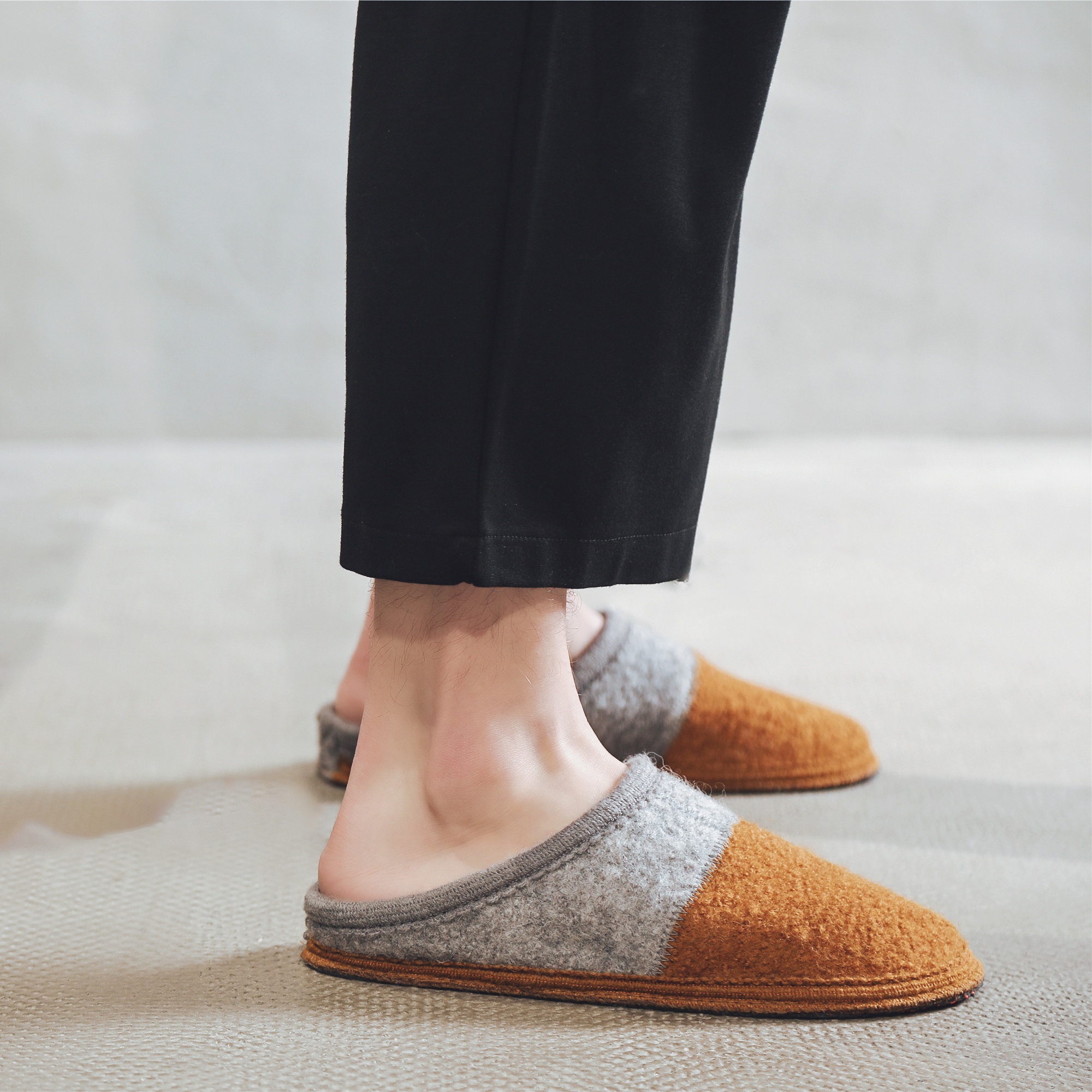 Men's Boiled Wool House Slippers Breathable Winter Warm Slip on Mules ...